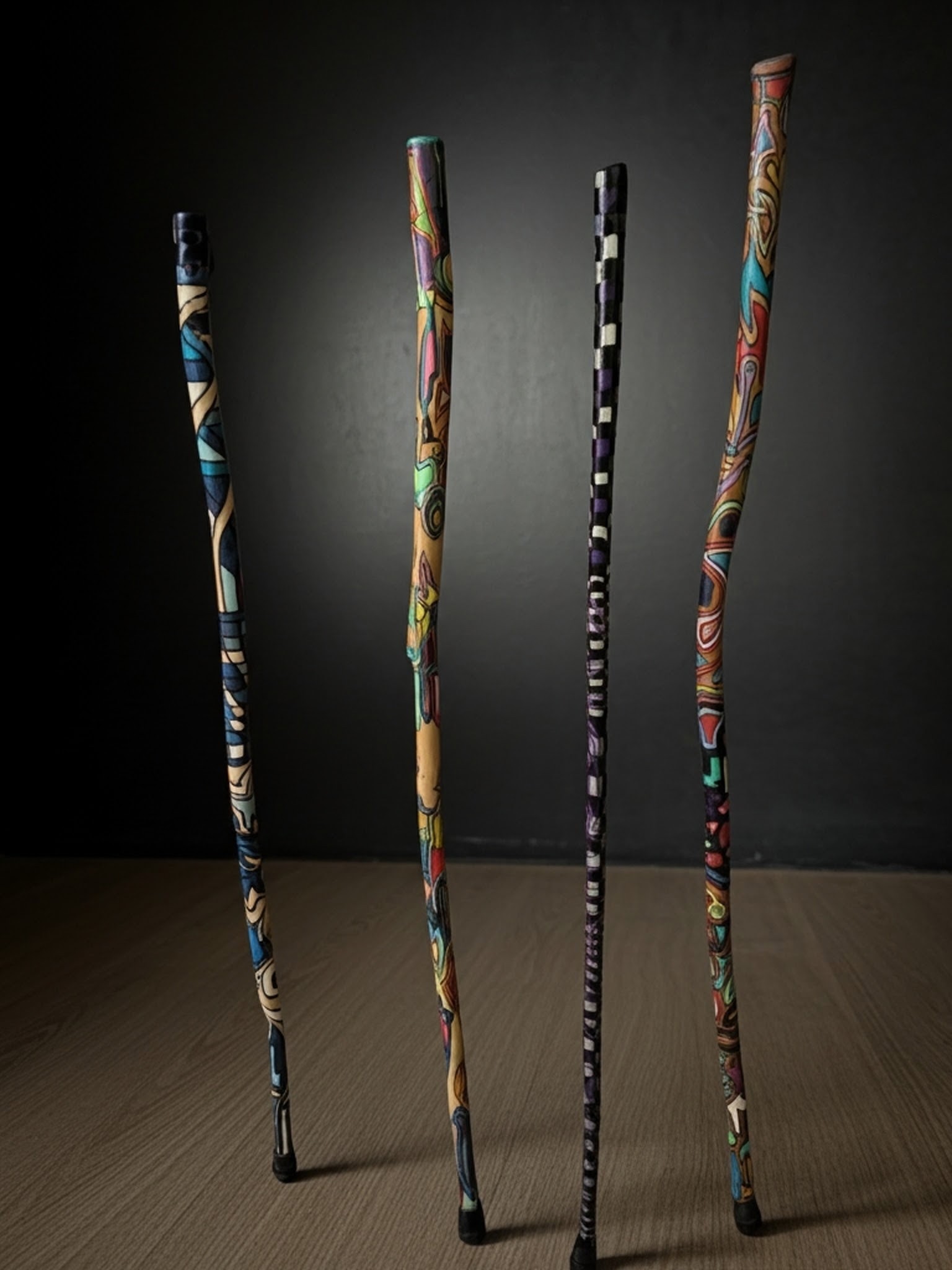 Hand-Painted Walking Sticks